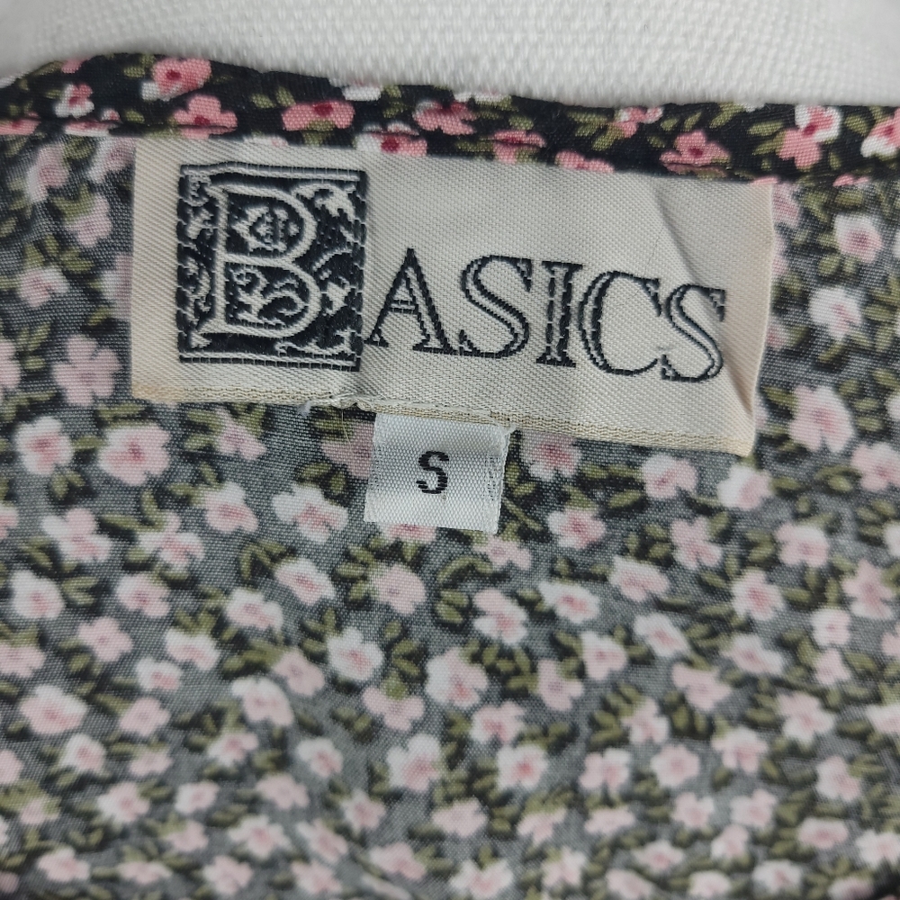 1990s Vintage Floral Mini Dress, Size Small, Black, Pink, and White - Picture 5 of 6